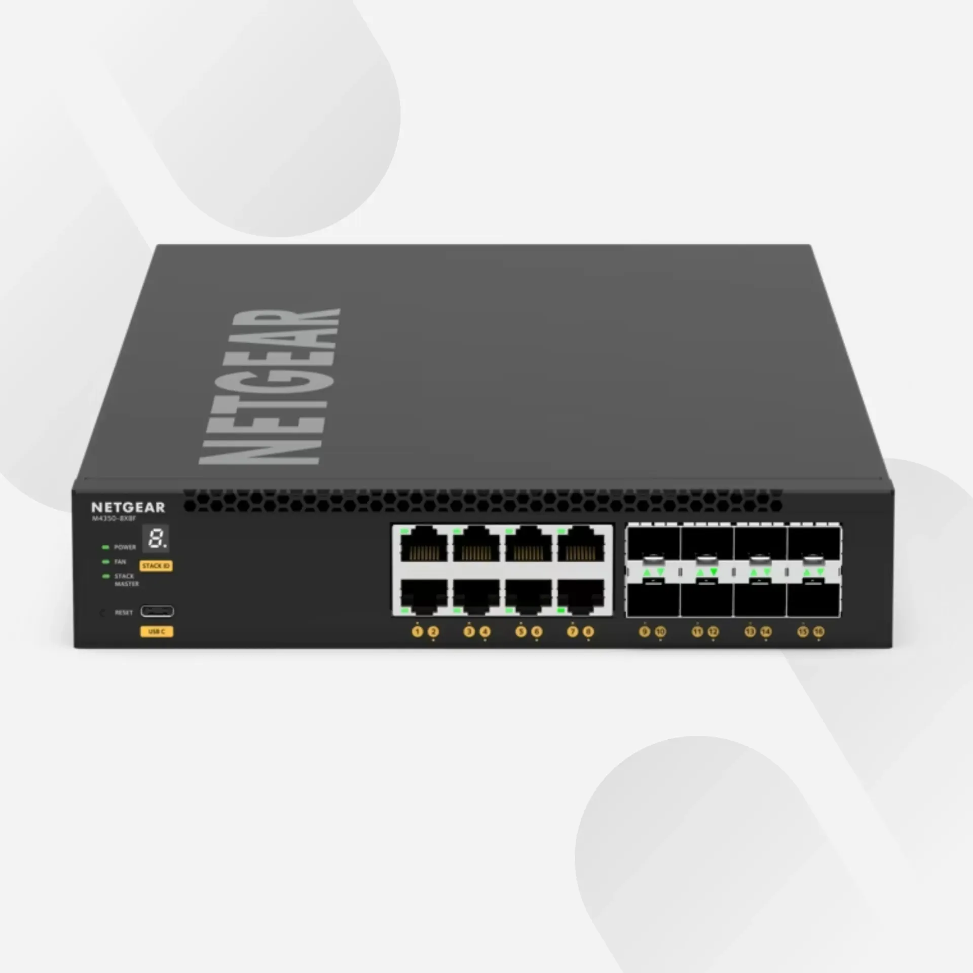 Netgear 8x10G/Multi-Gig and 8xSFP+ (XSM4316) Managed Switch, 16 (8x 10G/Multi-Gig, 8x 10G SFP+) Ports, NETGEAR ProSAFE, NETGEAR IGMP Plus, 240W Internal Power Supply, Black