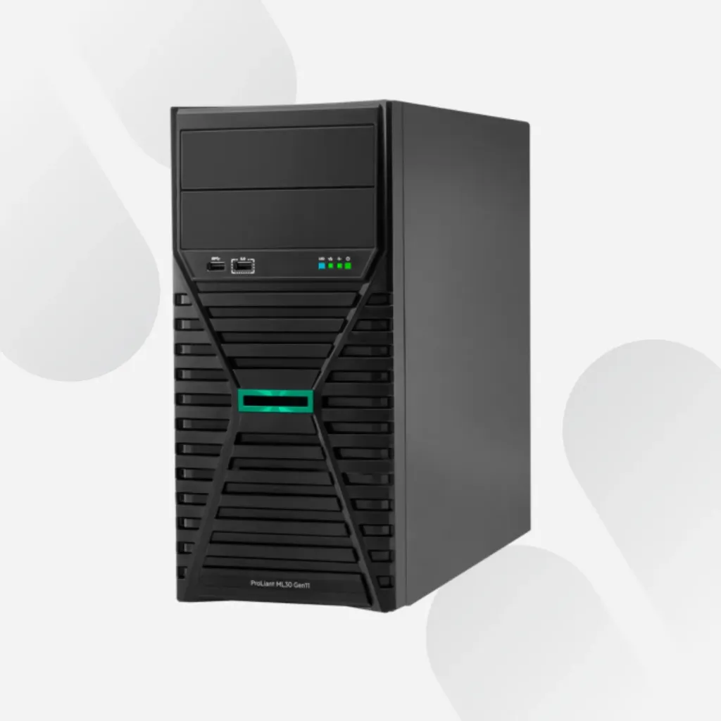 HPE ProLiant ML30 Gen11 Server, Intel Xeon E-2414, 32GB RAM, 2TB HDD, Ethernet 1-Gb Adapter with 4 Ports, Intel VROC SATA Software RAID, 350 W Power Supply