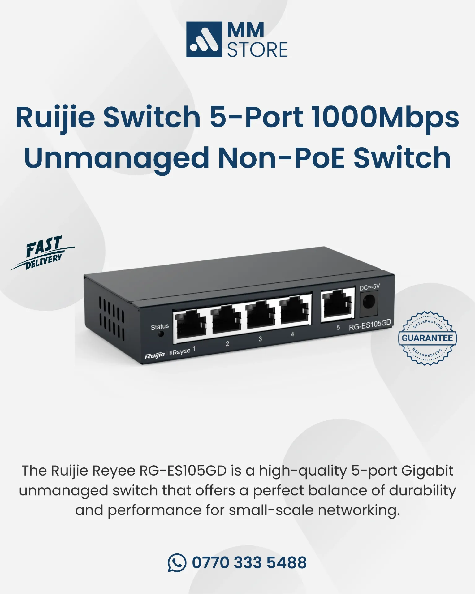 RG-ES105GD, 5-port 10/100/1000Mbps Unmanaged Non-PoE Switch