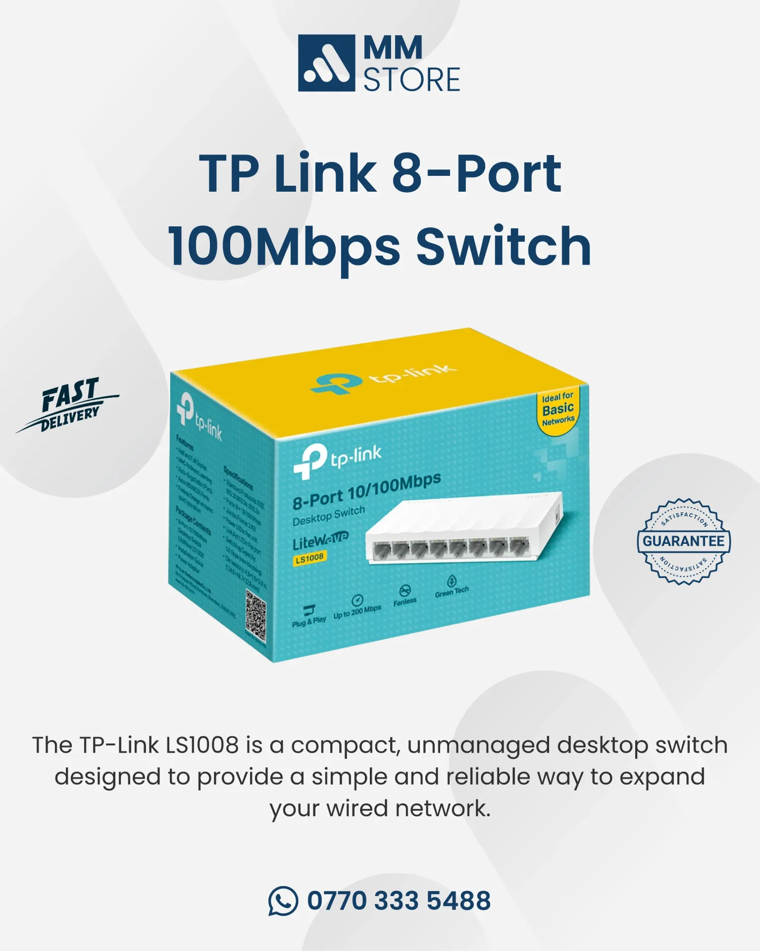 TP-Link LS1008 8-Port 10/100Mbps Desktop Switch