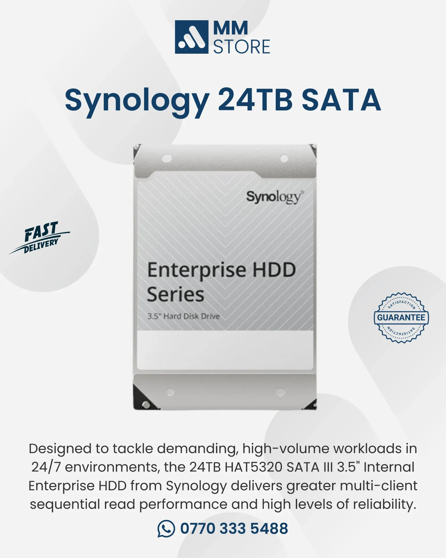 Synology 24TB HAT5320 SATA III 3.5" Internal Enterprise HDD (HAT5320)