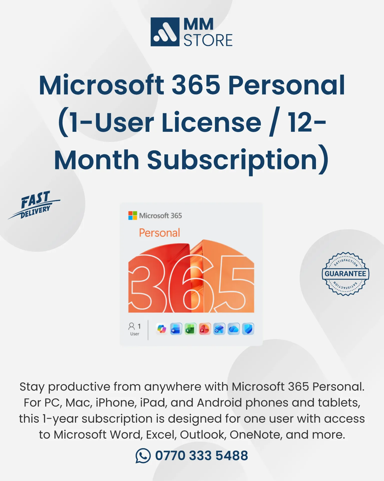 Microsoft 365 Personal (1-User License / 12-Month Subscription)