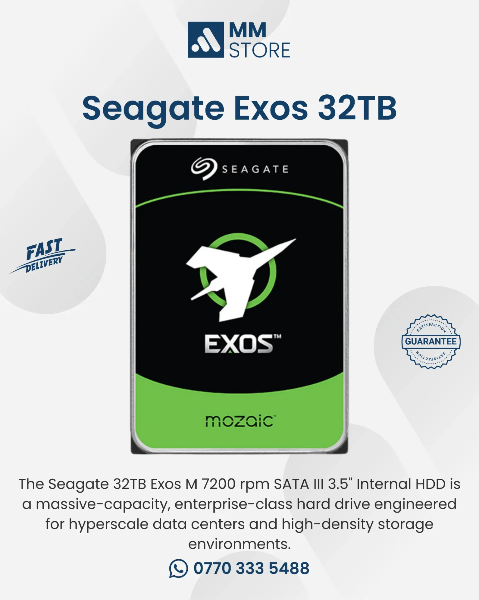 Seagate 32TB Exos M 7200 rpm SATA III 3.5" Internal NAS HDD