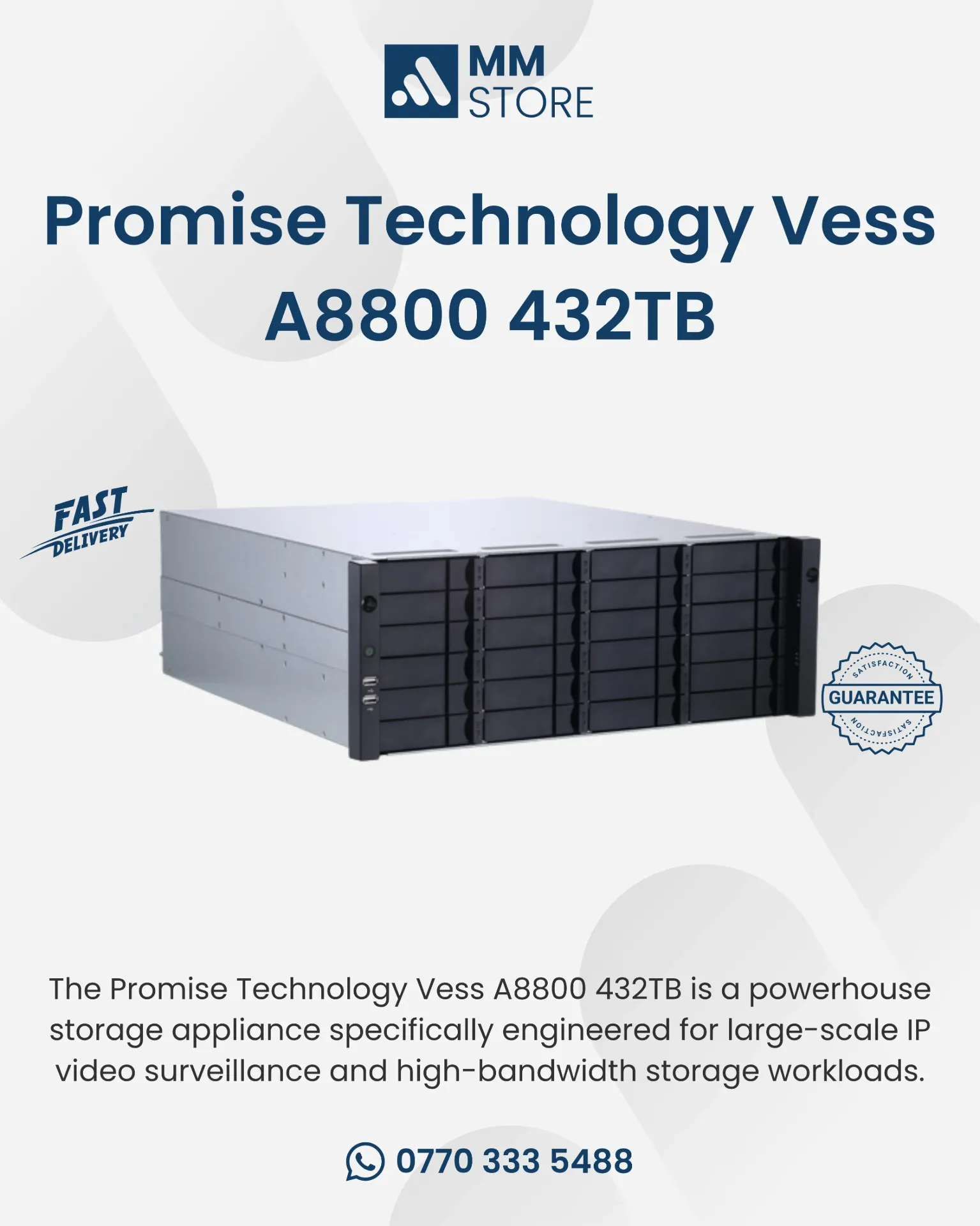 Promise Technology Vess A8800 432TB (24X18TB) WS2019 (Dual CPU)