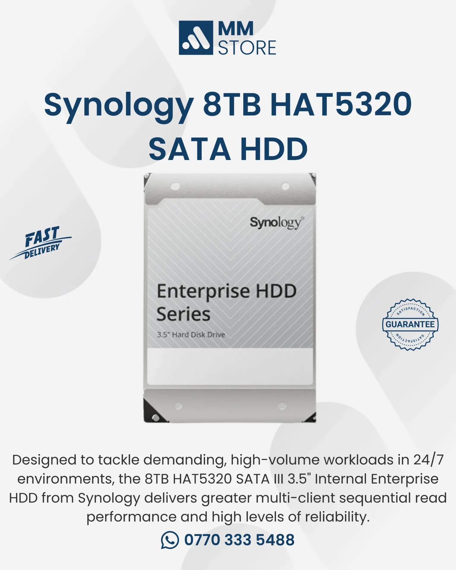 Synology 8TB HAT5320 SATA III 3.5" Internal Enterprise HDD
