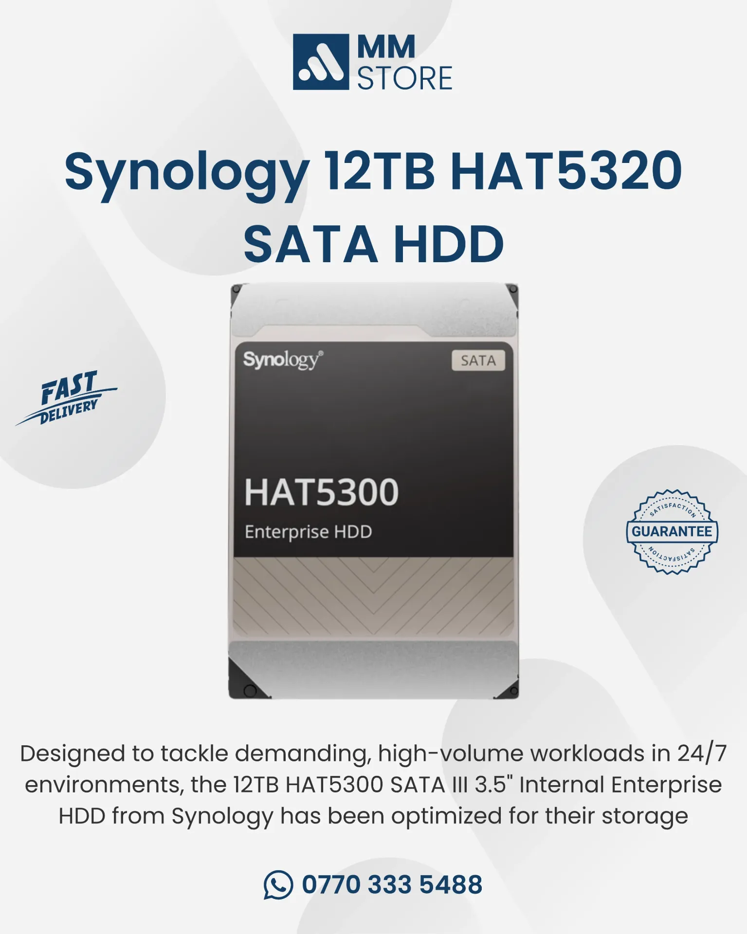 Synology 12TB HAT5300 SATA III 3.5" Internal Enterprise HDD