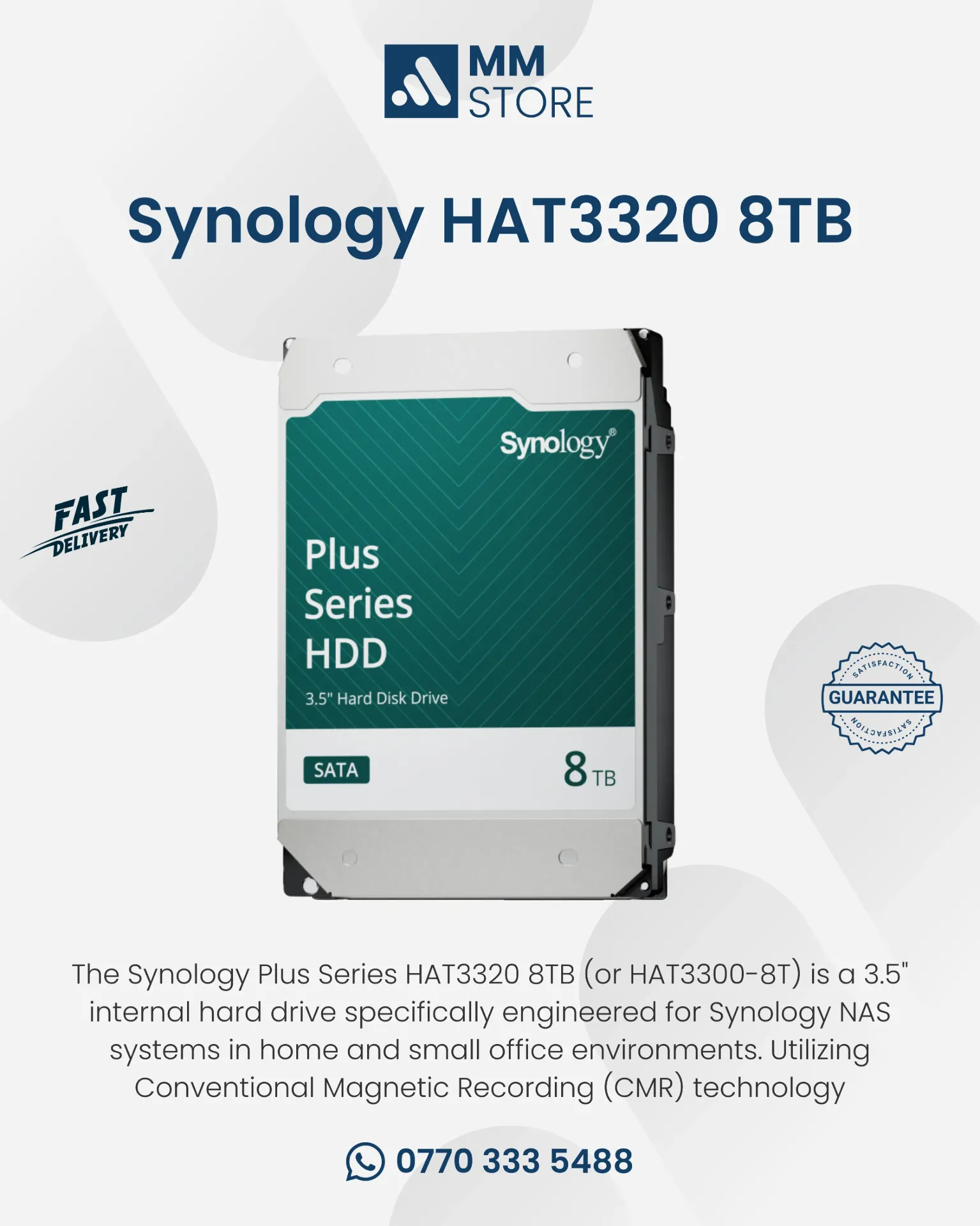 Synology 8TB HAT3320 Plus Series SATA III 3.5" Internal NAS HDD