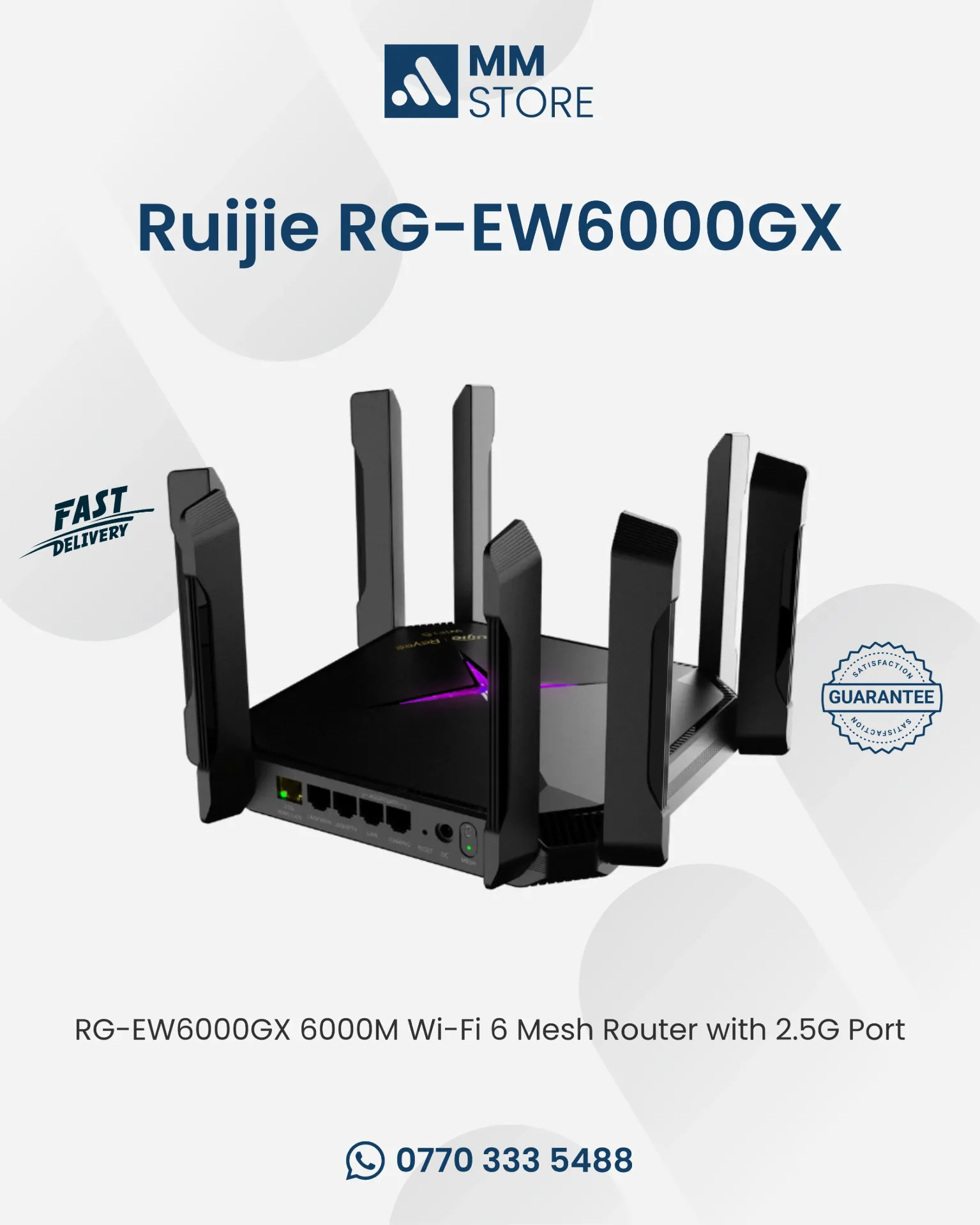 RG-EW6000GX 6000M Wi-Fi 6 Mesh Router with 2.5G Port