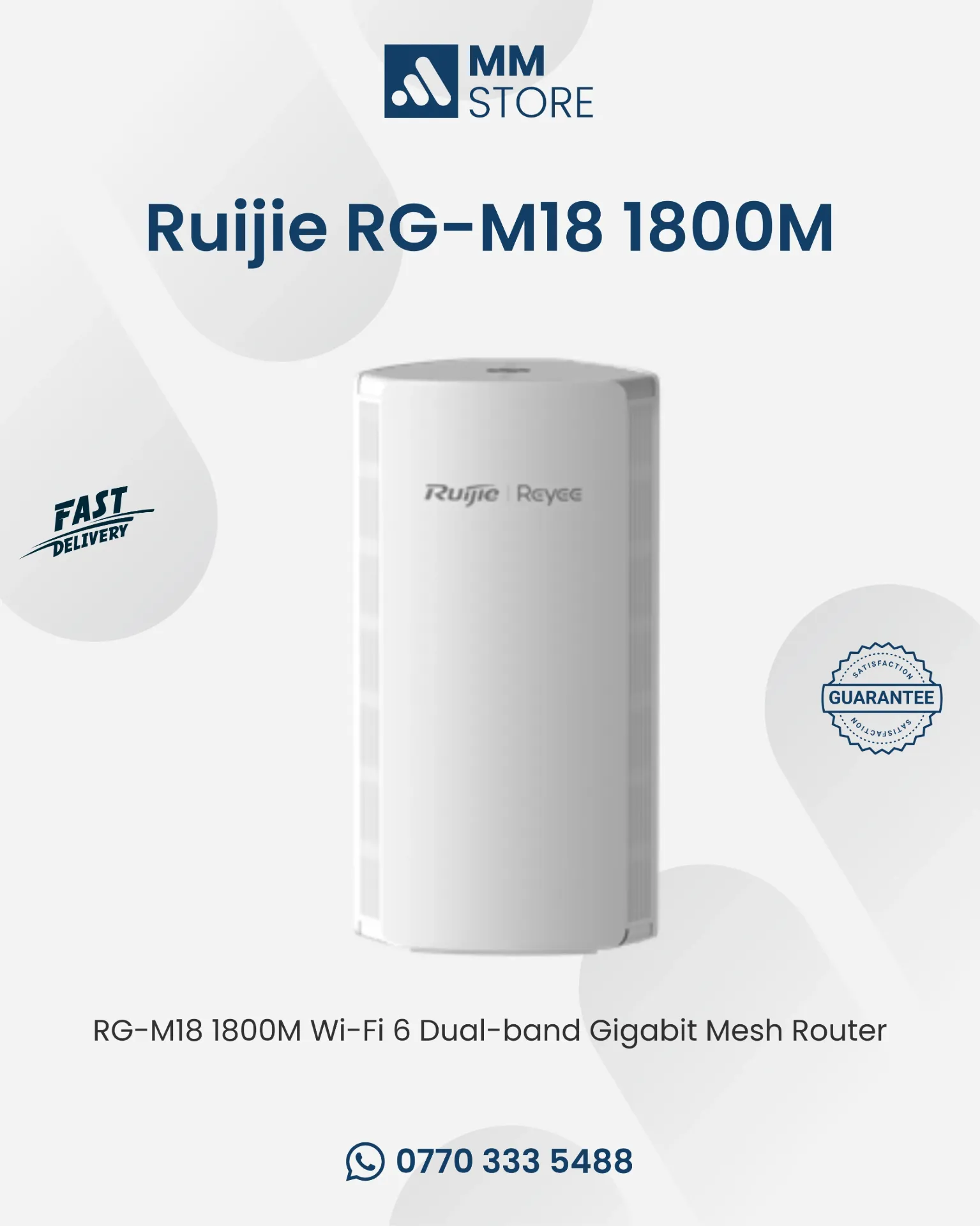 RG-M18 1800M Wi-Fi 6 Dual-band Gigabit Mesh Router