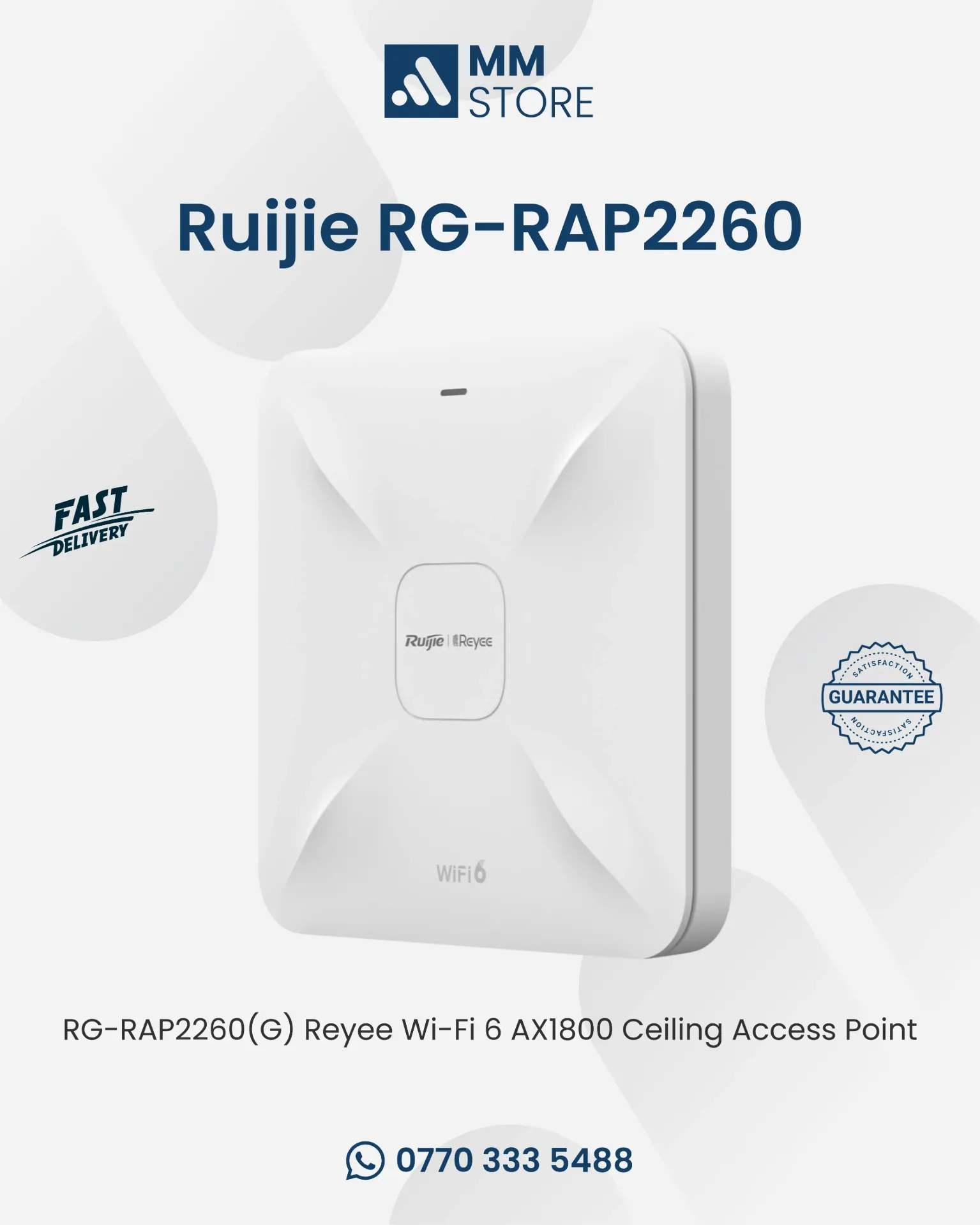 RG-RAP2260(G) Reyee Wi-Fi 6 AX1800 Ceiling Access Point