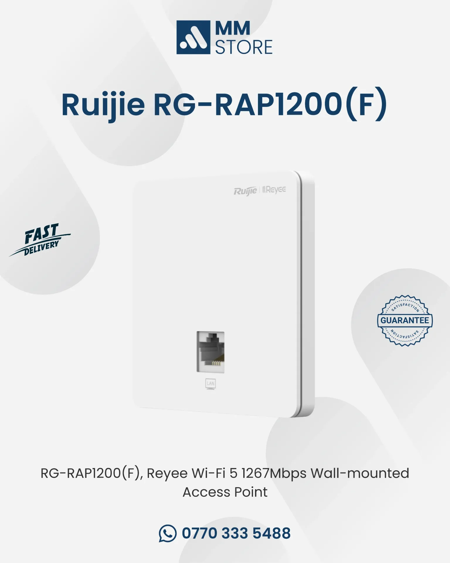 RG-RAP1200(F), Reyee Wi-Fi 5 1267Mbps Wall-mounted Access Point